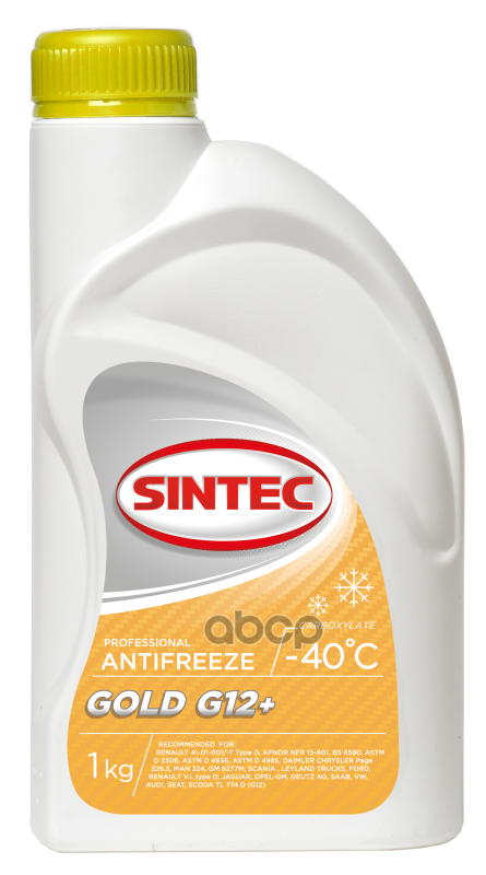 Охлаждающая Жидкость Sintec Antifreeze Gold G12 -40 Желтый 1Кг SINTEC арт. 800525