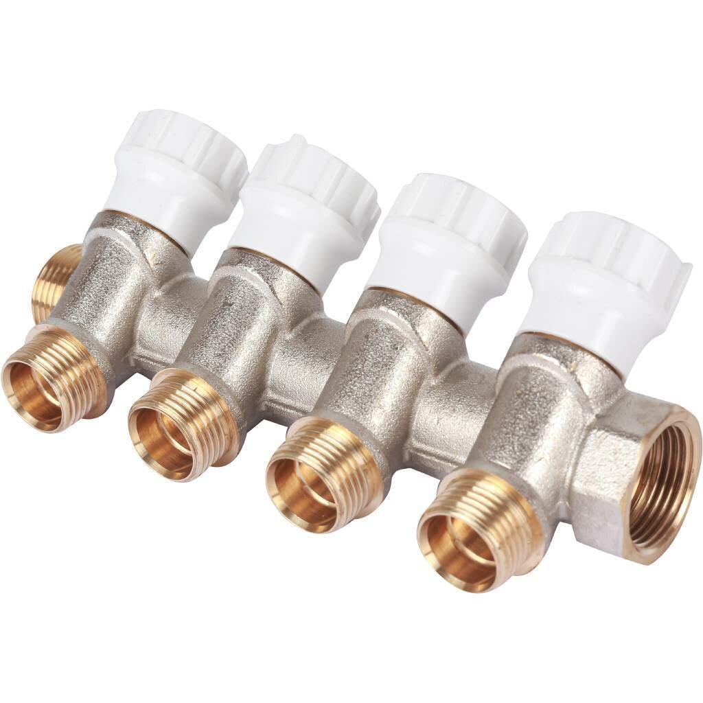 фото Коллектор 4 выхода 3/4"х1/2" Н ITAP с вентилями никелированный