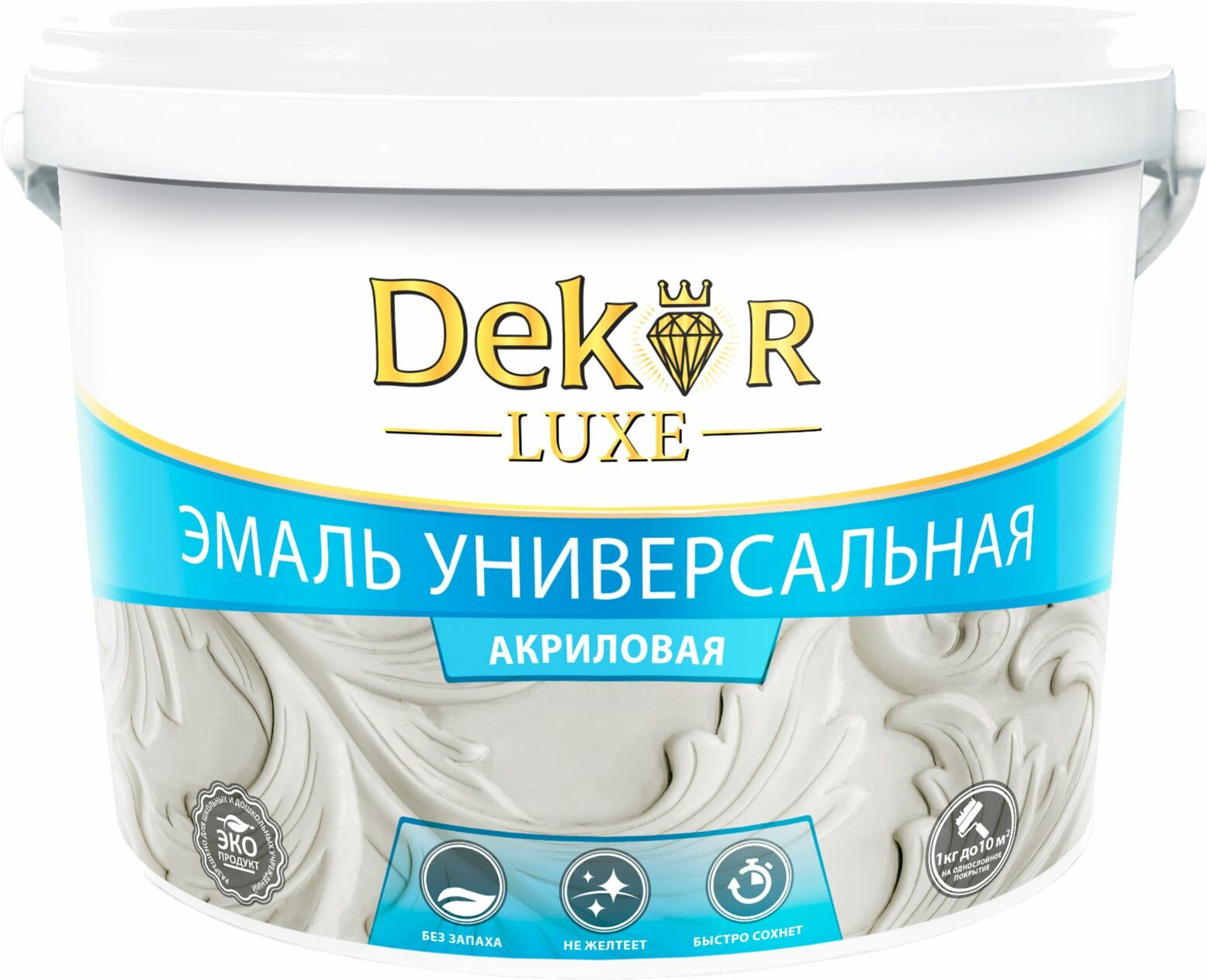 Эмаль акриловая универсальная DEКOR белая 08 кг