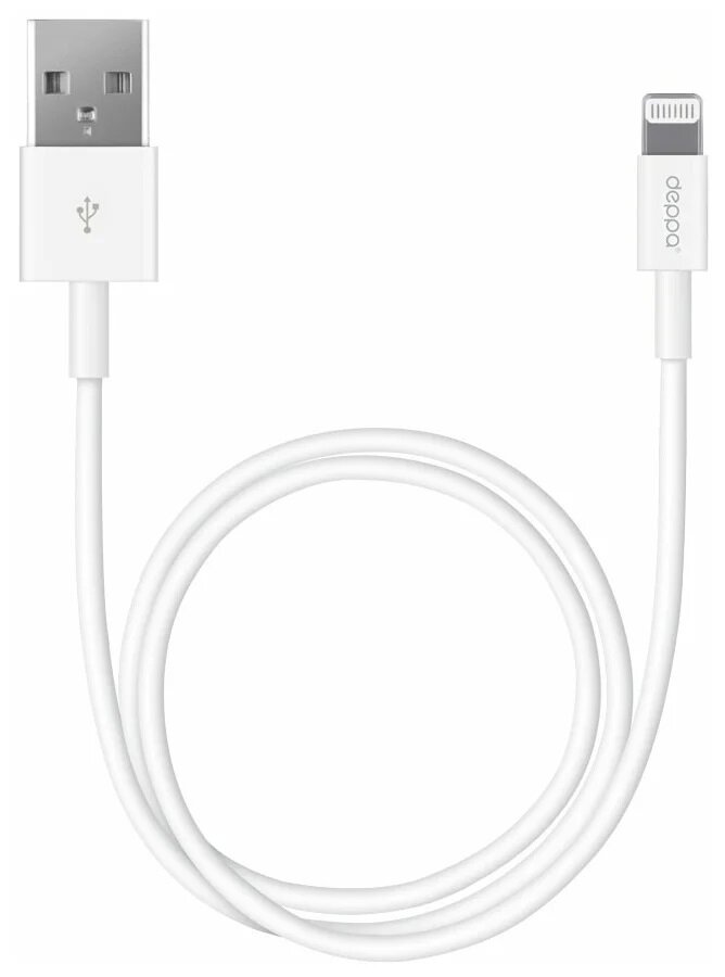 Кабель Deppa Data Cable USB - Lightning 72114, белый (RU)