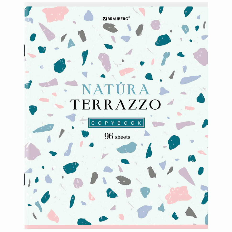 Тетрадь А5, 96 л., BRAUBERG, скоба, клетка, TWIN-лак, "Natura Terrazzo", 404431, 14 штук, 404431 - фотография № 8