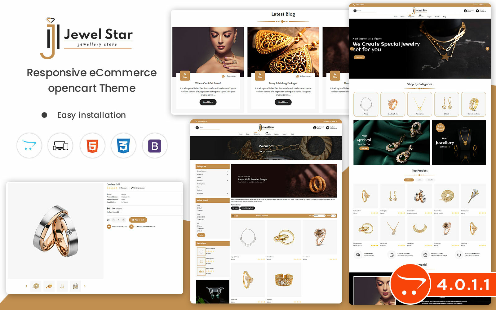 Шаблон OpenCart Jewel Star - Opencart Template for Online Jewelry Selling Store