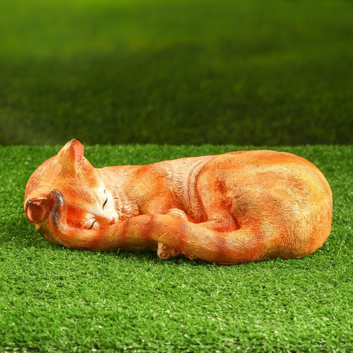 Садовая фигура "Кошка спящая свернувшаяся" 29х11см - фотография № 4