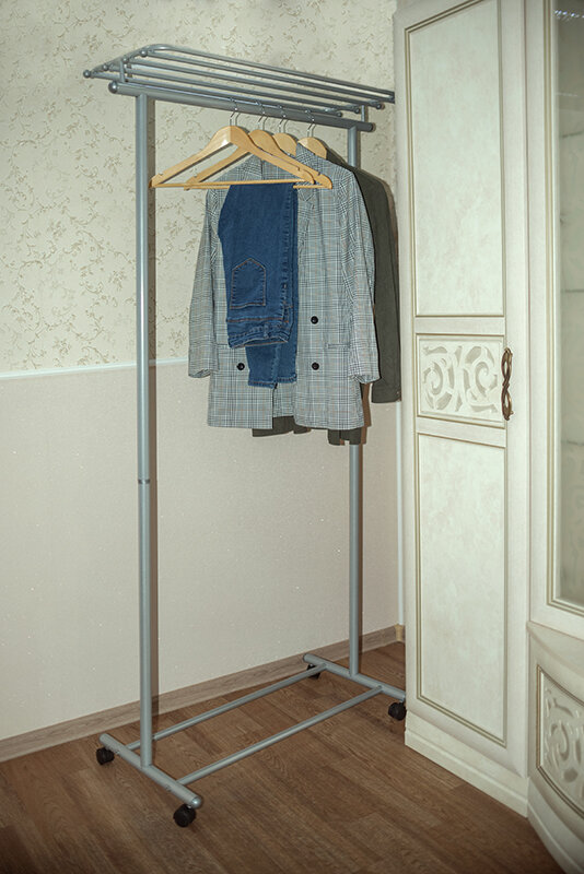Вешалка гардеробная на колесиках PASSO SINTO I, серебристая - фотография № 3