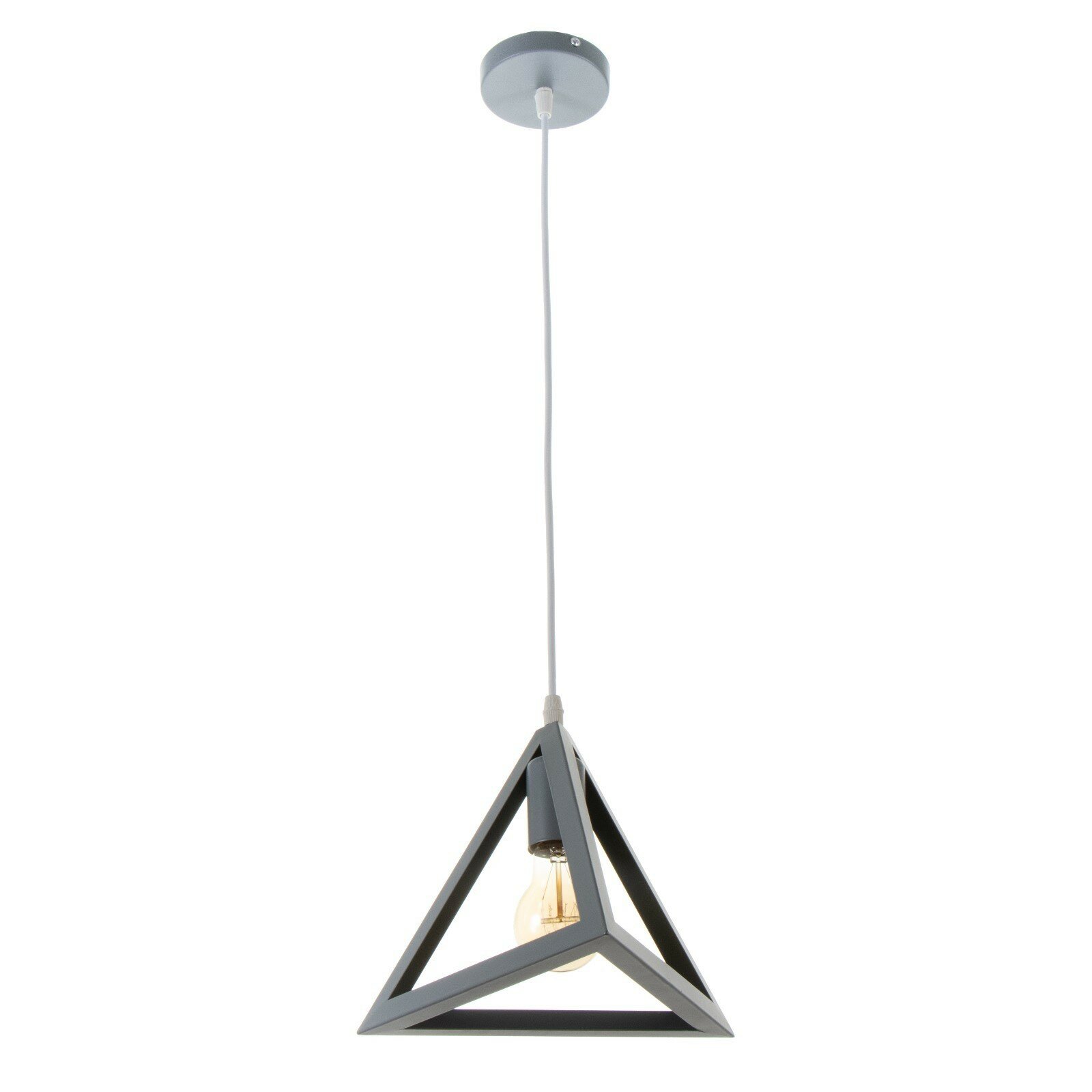 фото Светильник Подвес ной "Треугольник" 1x40Вт E27 серый 16х16х18-116 см