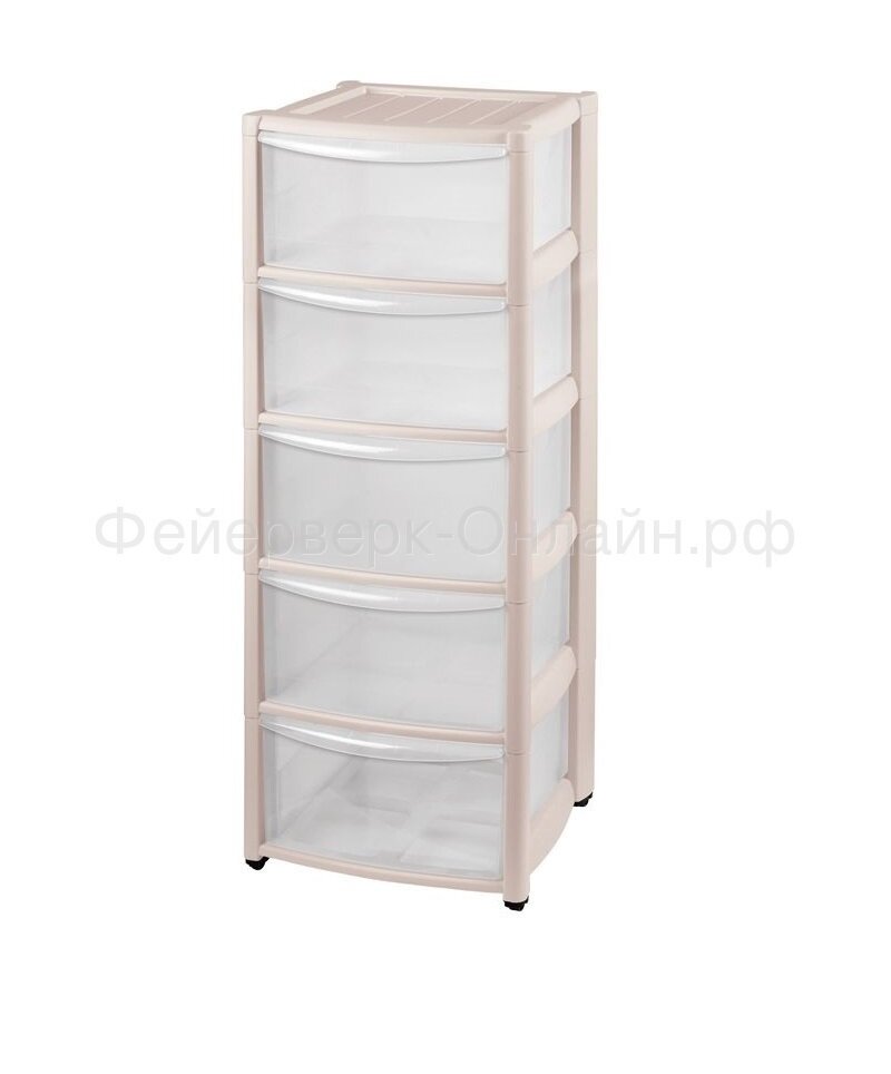 фото Комод Econova на колесах Амадео, бежевый, 5 ящиков