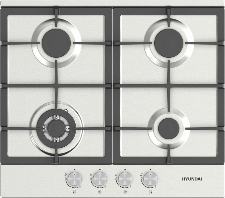 Газовая варочная панель Hyundai HHG 6435 IX, независимая, нержавеющая сталь