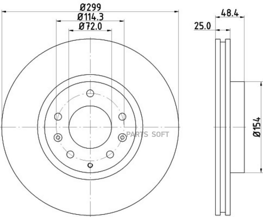 Тормозной диск с покрытием передняя ось BEHR-HELLA / арт. 8DD355115771 - (1 шт)