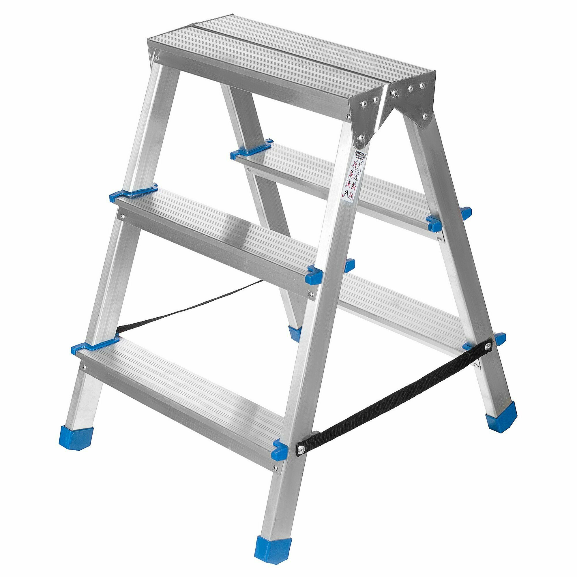 фото Стремянка алюминиевая 3 ступени двусторонняя