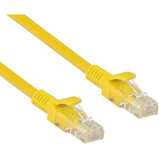 Патч-корд ExeGate UTP-RJ45-RJ45-5e (EX258671RUS), 1 м, 1 шт., желтый - фото №1