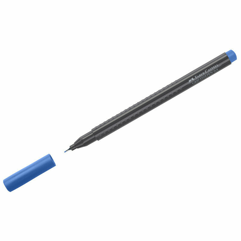 Ручка капиллярная Faber-Castell "Grip Finepen" синяя, 0,4мм, трехгранная, 286039