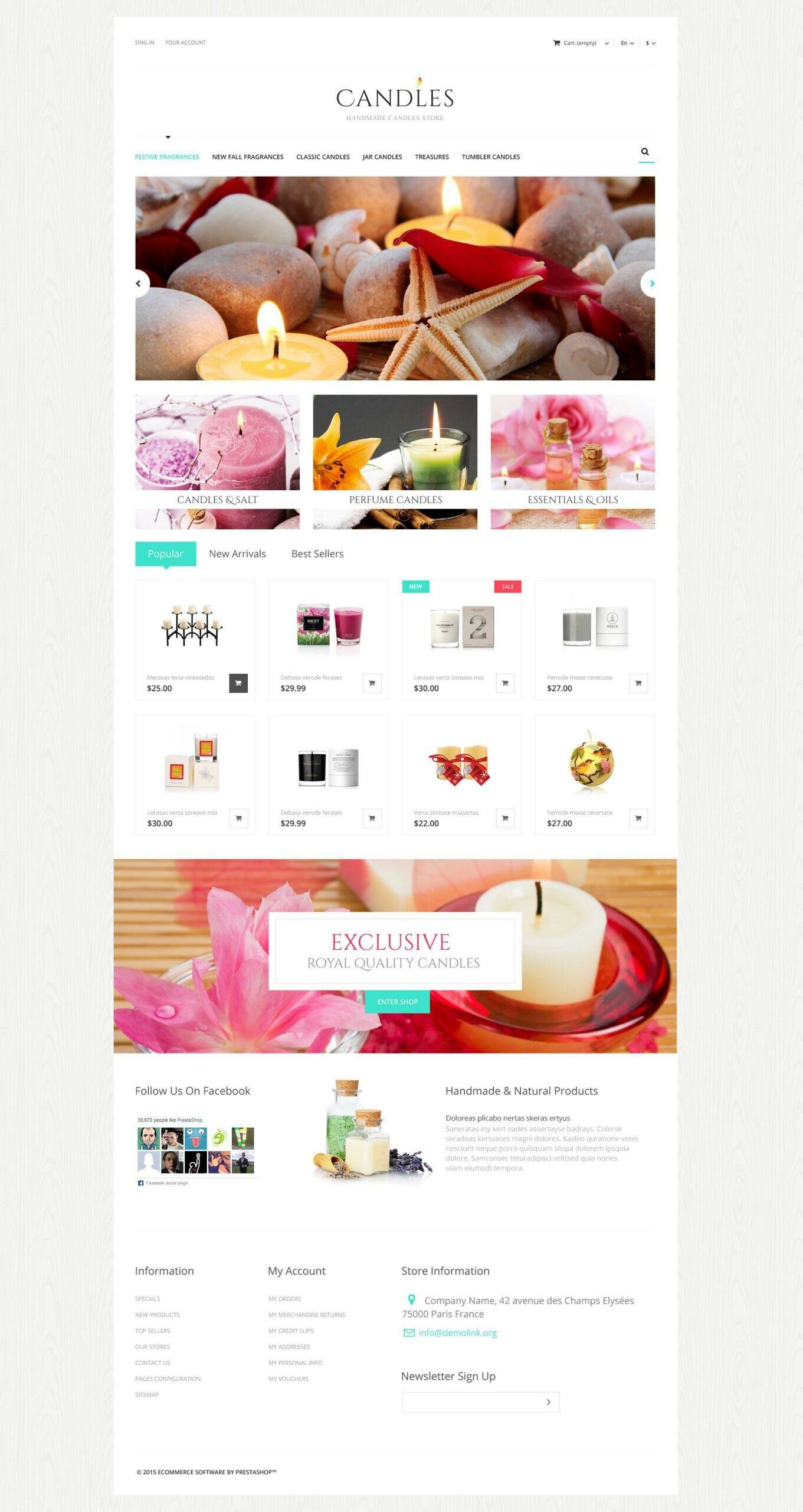 Handmade Candles Store Тема PrestaShop