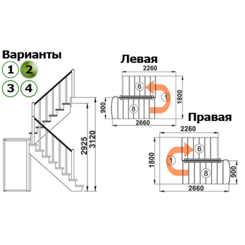 Лестница К-004м/2 Л с подступенками сосна (7 уп) - фотография № 2