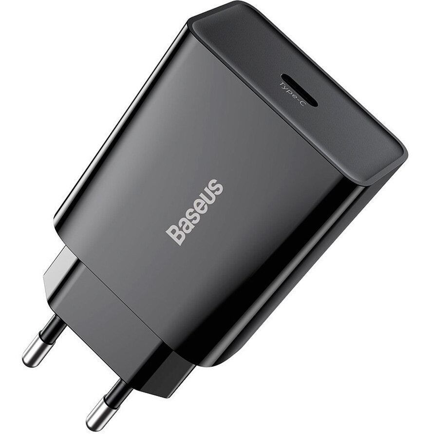 Сетевое зарядное устройство для телефона, планшета быстрое PD 3.0+QC 3.0 USB Type-C Baseus Speed Mini Quick Charger 1C 20W черное
