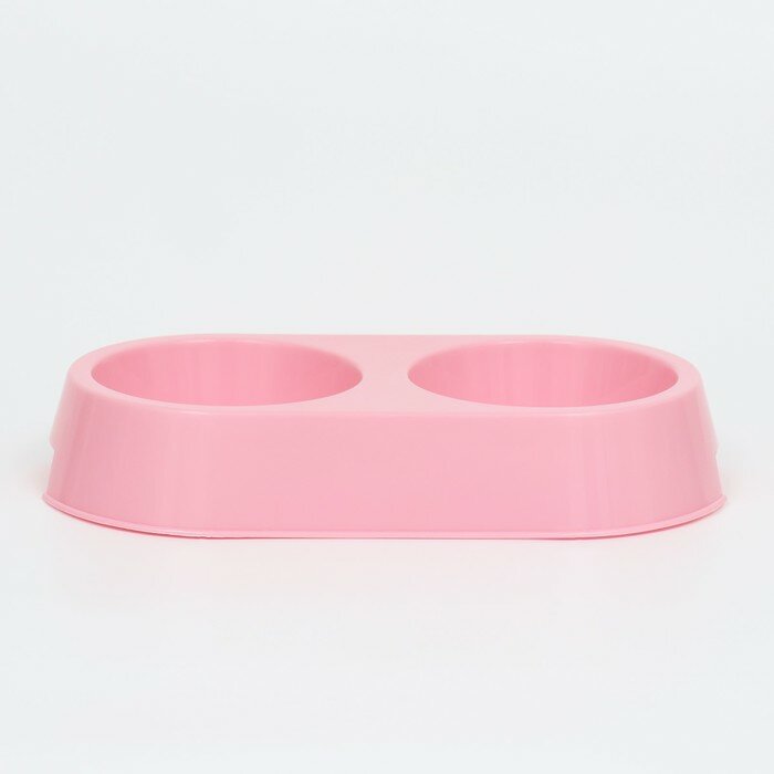 Миска пластиковая двойная 29,5 х 16,5 х 5 см, нежно розовая - фотография № 2