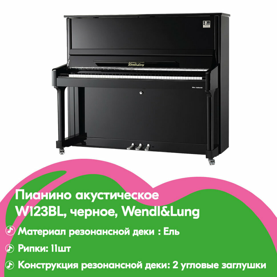 Пианино акустическое W123BL, черное, Wendl&Lung