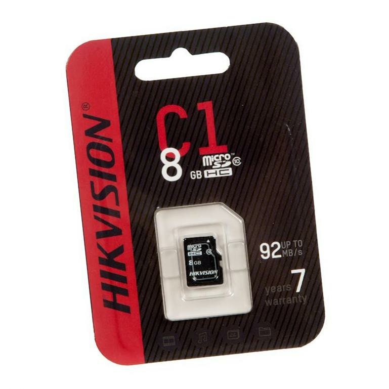 Флеш карта microSDHC 8GB Hikvision HS-TF-C1(STD)/8G/ZAZ01X00/OD (без SD адаптера) Class 10 R/W Speed 90/12MB/s