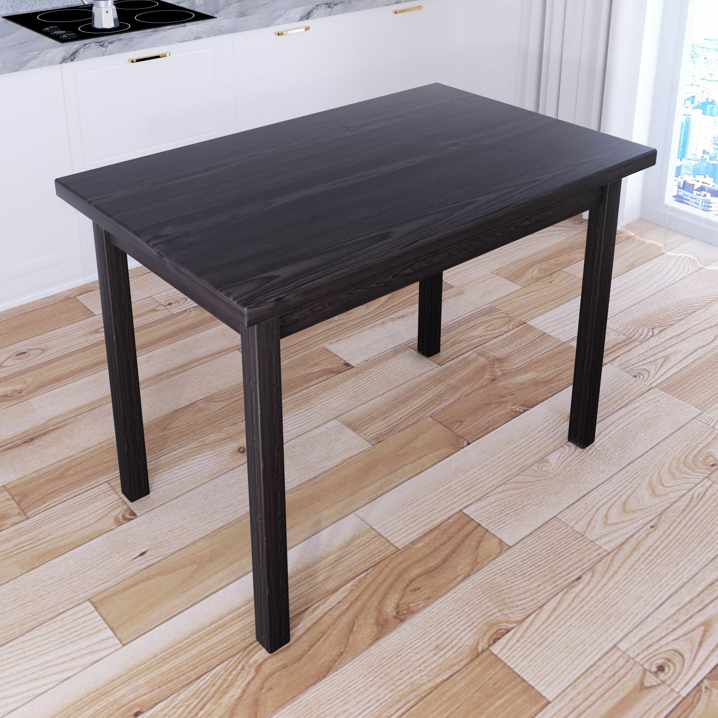 Стол кухонный Классика со столешницей из массива сосны 40 мм, цвет венге, 90х60х75 см - фотография № 2