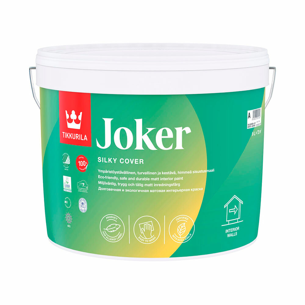 Краска моющаяся Tikkurila Joker база С бесцветная 9 л