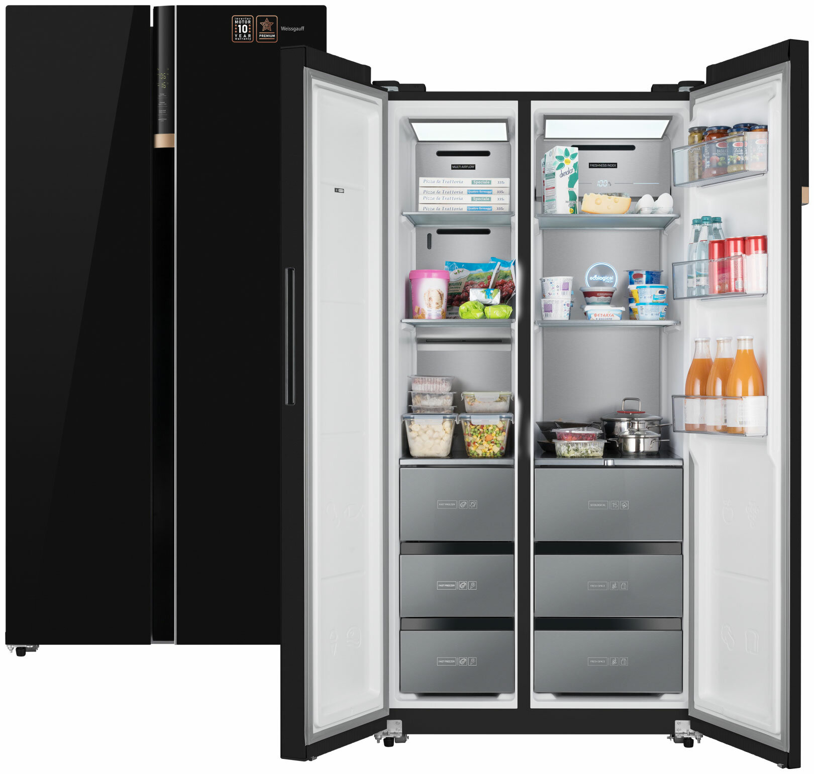 Холодильник двухкамерный Weissgauff Premium Wsbs 590 BeG NoFrost Inverter Premium - фото №2