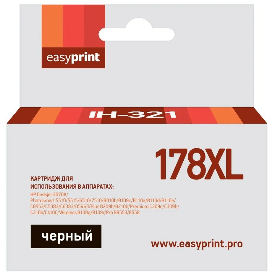 Easyprint Расходные материалы CB321HE CN684HE Картридж 178XL для HP Deskjet 3070A Photosmart 5510 6510 C8583, черный, с чипом