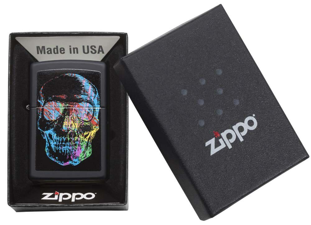 Зажигалка ZIPPO Skull Design с покрытием Black Matte, латунь/сталь, черная, 38x13x57 мм - фотография № 4