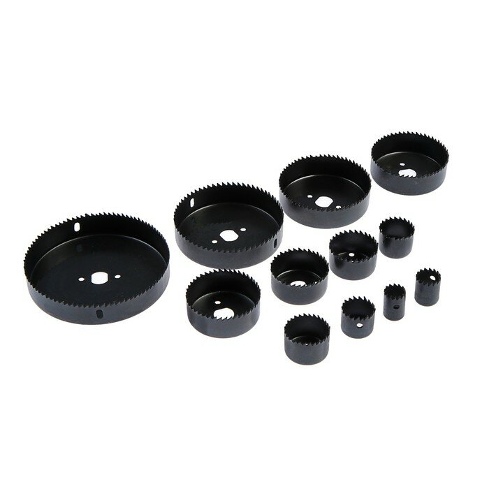 фото Набор пил кольцевых тундра, 19-22-28-32-38-44-51-64-76-89-102-127 мм, 12 шт.