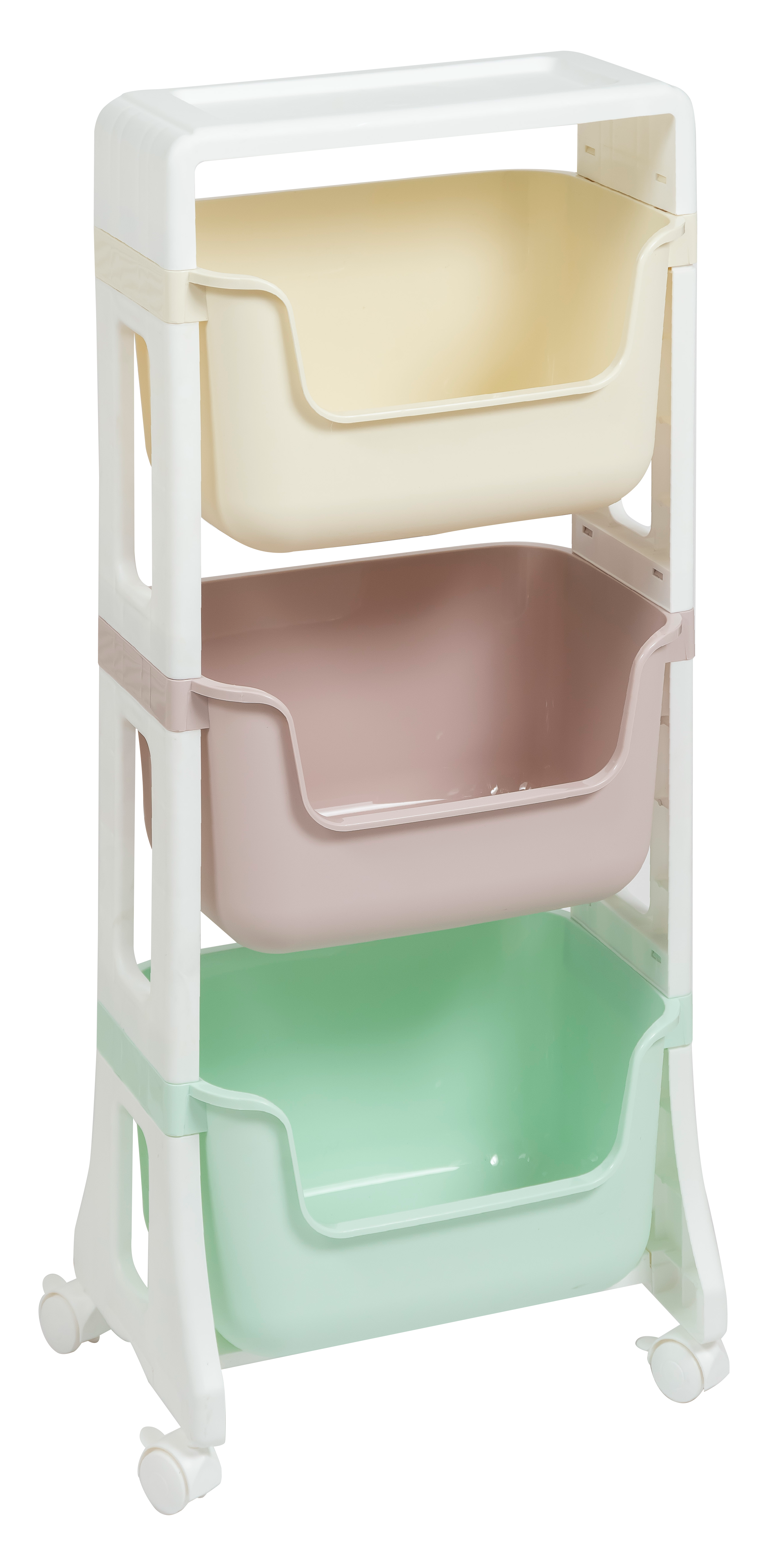 фото Этажерка JUNIOR напольная 3-Х ярусная на колесах микс 395*260*943 виолет