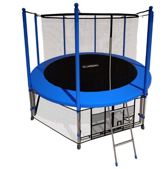 Батут i-JUMP 12ft 3,66 м с нижней сетью и лестницей (Синий)