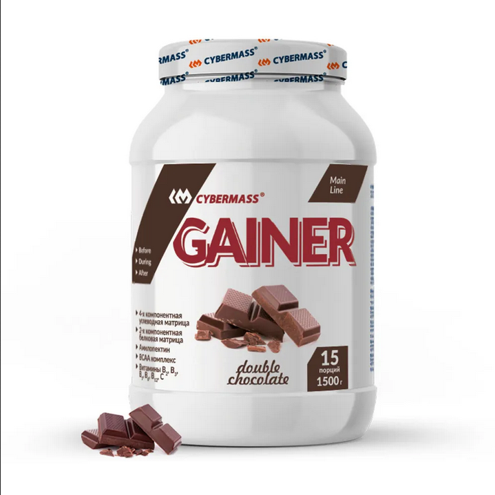 Gainer/ Гейнеры/ Белково-углеводный коктейль/Коктейль для набора массы/Протеин/Углеводы/ Для набора массы/ Двойной шоколад 1500 г
