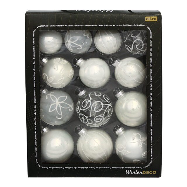 Winter Deco Набор стеклянных шаров Modellato - Белый 7 см 13 шт 061178