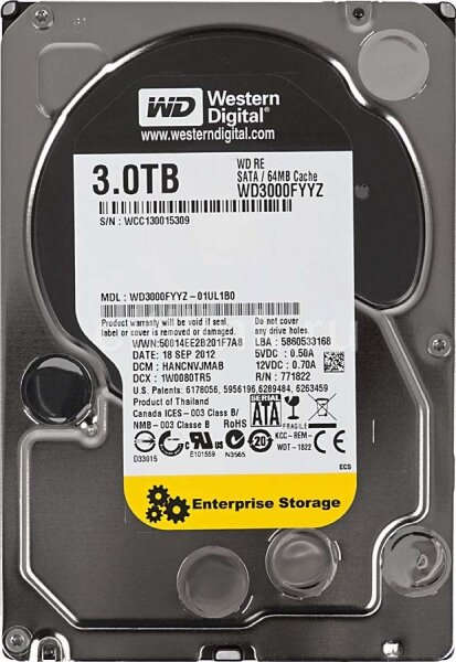 Для домашних ПК Western Digital Жесткий диск Western Digital WD3000FYYZ 3Tb SATAIII 3,5" HDD