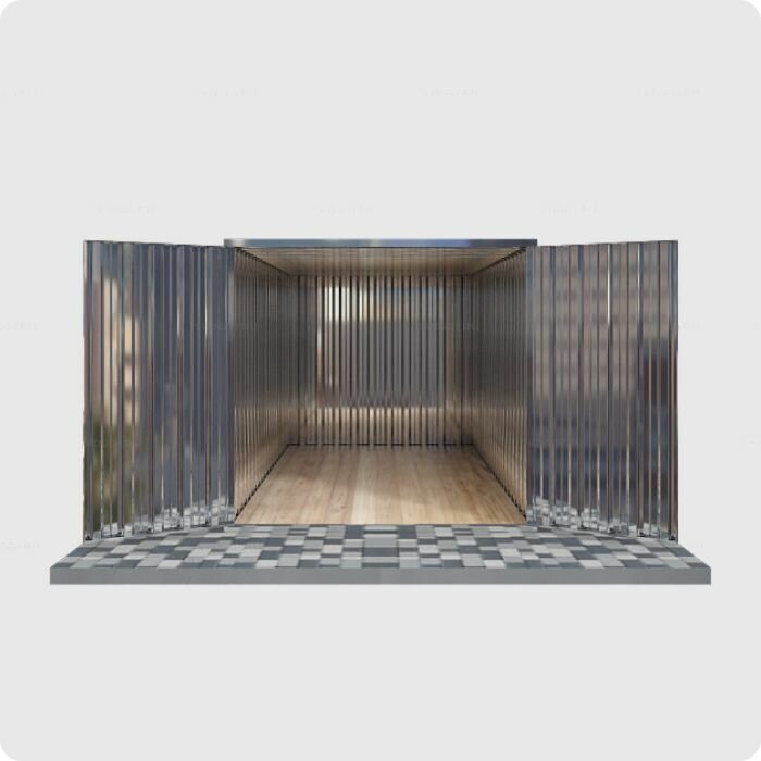 Хозблок металлический SKOGGY 4м, с плоской крышей, торцевой дверью и полом - фотография № 2