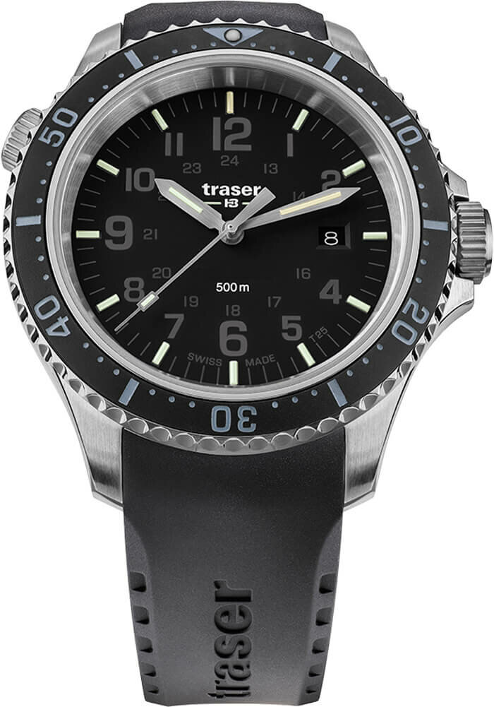 Дайверские часы Traser P67 Diver Black с каучуковым ремешком 109377