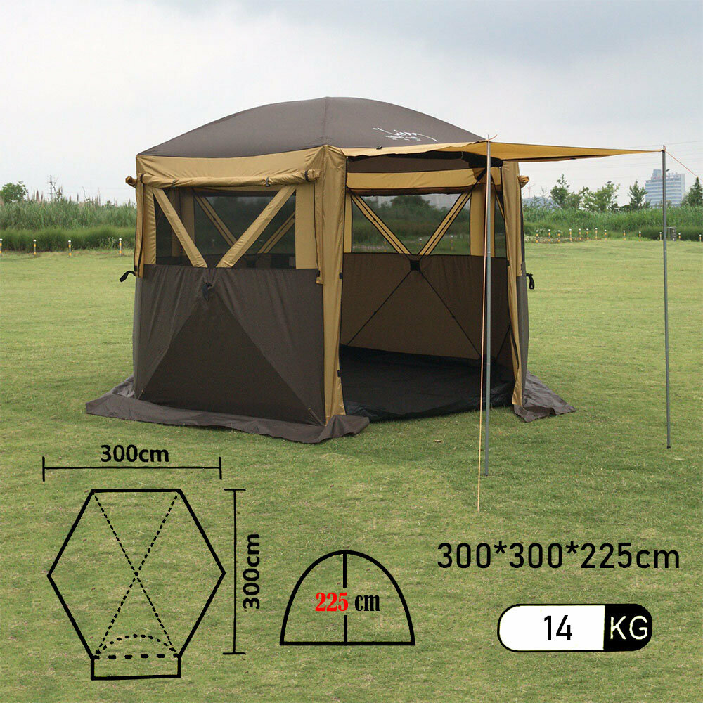 Шестиугольный тент шатер с полом Mircamping 2905S беседка для мероприятий туризма пикника и кемпинга - фотография № 1