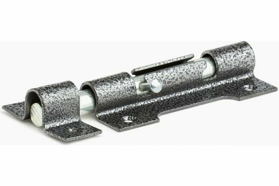 фото Накладной основной засов с круглым ригелем Делга (серебро; 150 мм) Д808