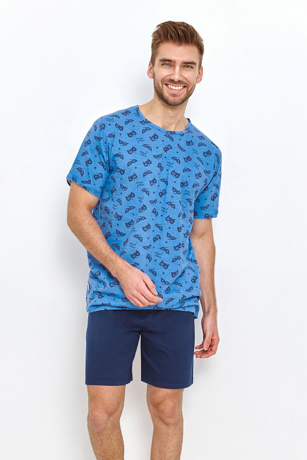 Пижама мужская TARO William 2936-01, футболка и шорты, синий (Размер: M) - фотография № 1