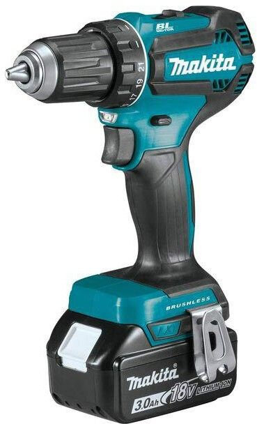 Дрель-шуруповерт Makita DDF485RF3J 3Ач, с тремя аккумуляторами