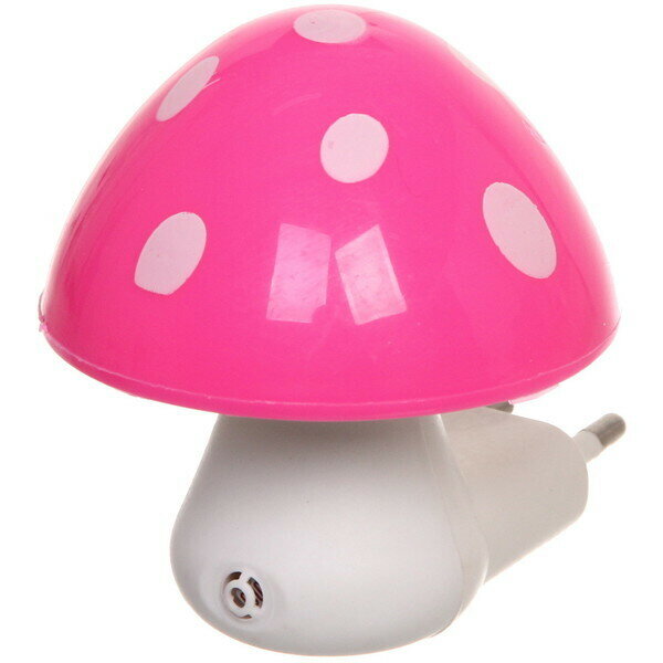 Ночник-светильник «Гриб» 7,5*7см с датчиком света, цвет розовый 4LED 230V - фотография № 1