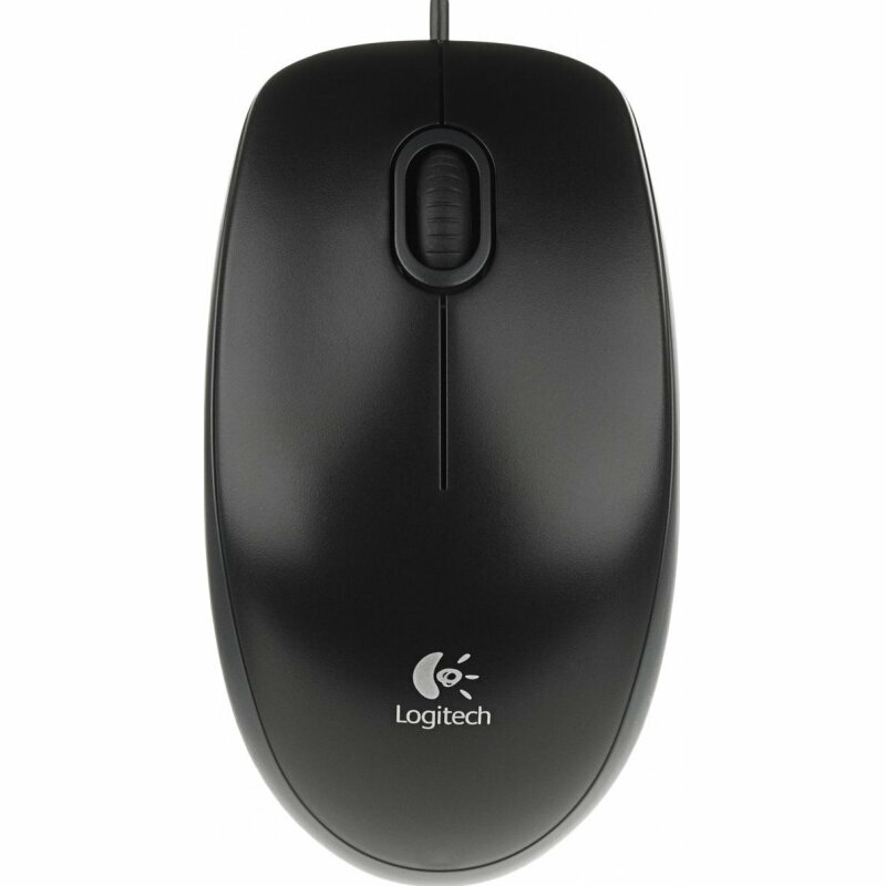 Мышь проводная LOGITECH B100, USB, 2 кнопки + 1 колесо-кнопка, оптическая, белая