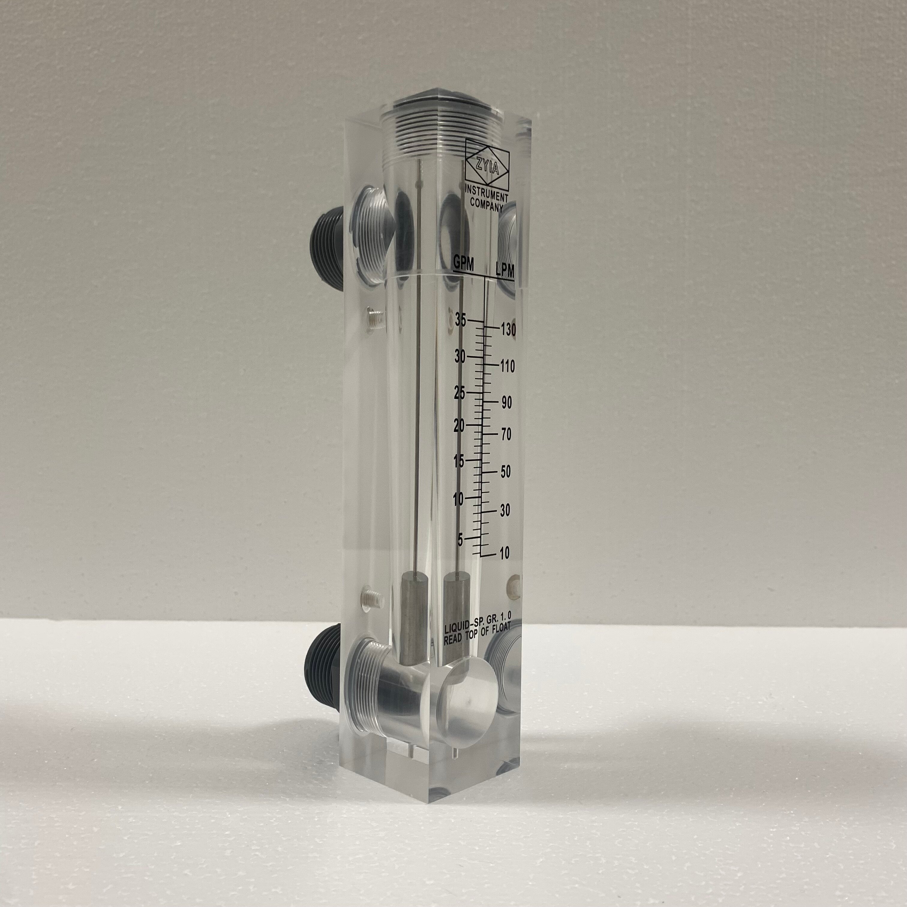 Ротаметр (расходомер) воды LZM-25Z, диапазон измерения 5-25 г/м и 10-130 л/м, акриловый корпус, фитинги ПВХ, без регулятора расхода - фотография № 5
