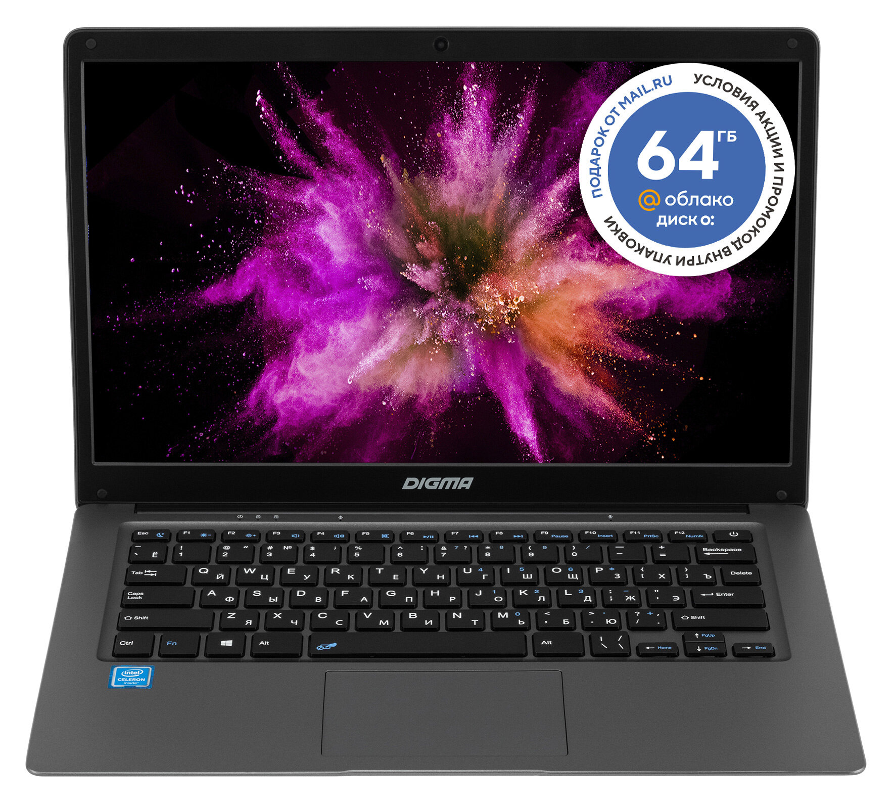 Ноутбук Digma EVE 14 C420, 13.9", Intel Celeron N4020 1.1ГГц, 4ГБ, 128ГБ SSD, Intel UHD Graphics