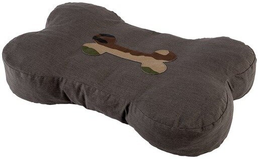 фото Подушка-лежак для животных Ferplast / Ферпласт Bone для собак, со съемным чехлом, коричневый хлопок 70x45x12см / лежанка