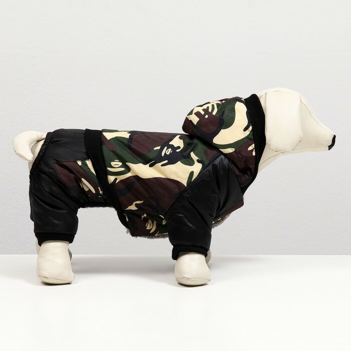 Комбинезон для собак "Камуфляж"на меховом подкладе, размер S (ДС 25, ОШ 25, ОГ 35 см) - фотография № 2