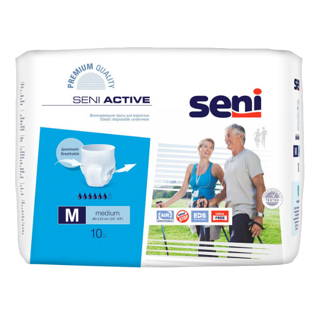 Seni Active Подгузники-трусы для взрослых Medium (2) обхват талии 80-110 см, 10 шт