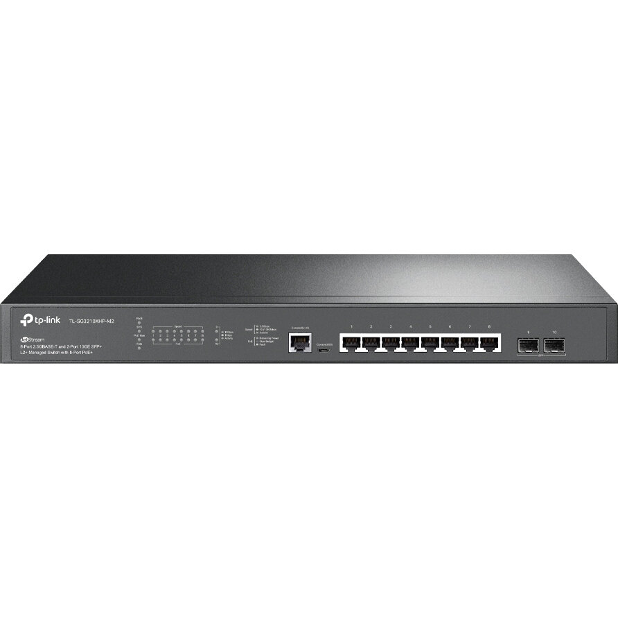 TP-Link Коммутатор/ 8-port 2.5G multi-giga L2+ managed PoE switch Jetstream with 2 10G uplink ports, 8 100/1000/2.5G RJ-45 ports