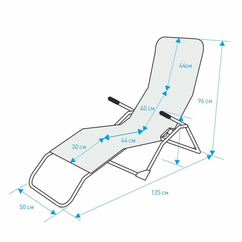 Шезлонг складной 140х50х96 см с текстиленом микс - фотография № 8
