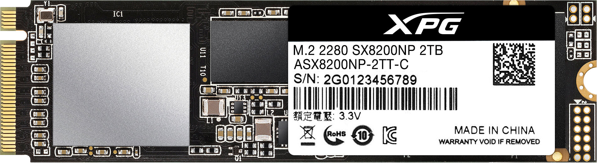 ADATA Твердотельный накопитель ADATA SSD SX8200Pro, 2048GB, M.2(22x80mm), NVMe 1.3, PCIe 3.0 x4, 3D TLC, R/W 3500/3000MB/s, IOPs 360 000/360 000, TBW 1280, DWPD 0.34 (5 лет)