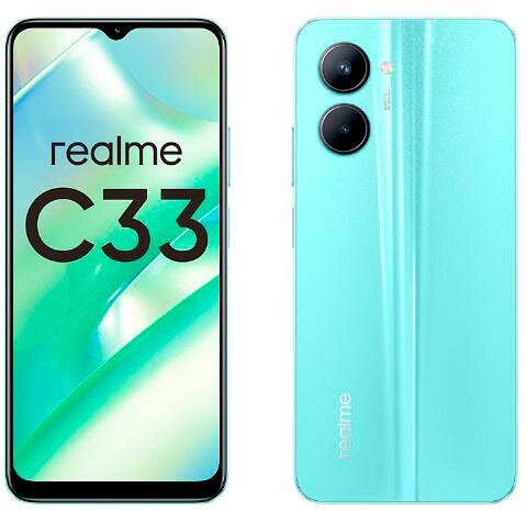 Смартфон Realme C33 128Gb 4Gb синий моноблок 3G 4G 6.5" 1600x720 Android 12 50Mpix 802.11 a/b/g/n/ac NFC GPS GSM900/1800 GSM1900 TouchSc