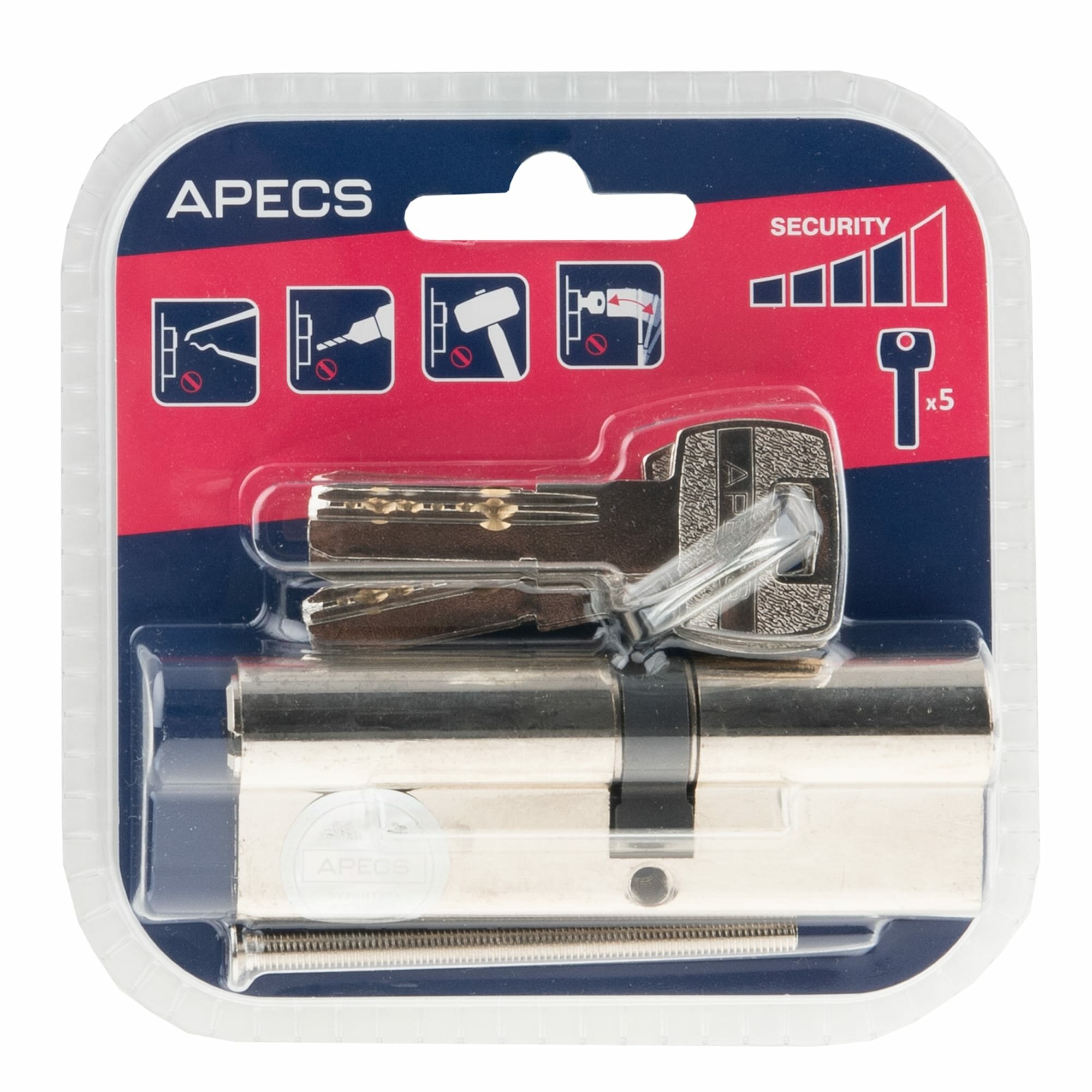 Цилиндровые механизмы Apecs Pro LM-90(40/50)-NI 90 мм, ключ/ключ, цвет никель - фотография № 3
